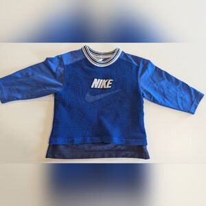 Vintage Nike blue toddler boy jersey mesh shirt 2T long sleeve swoosh overlay